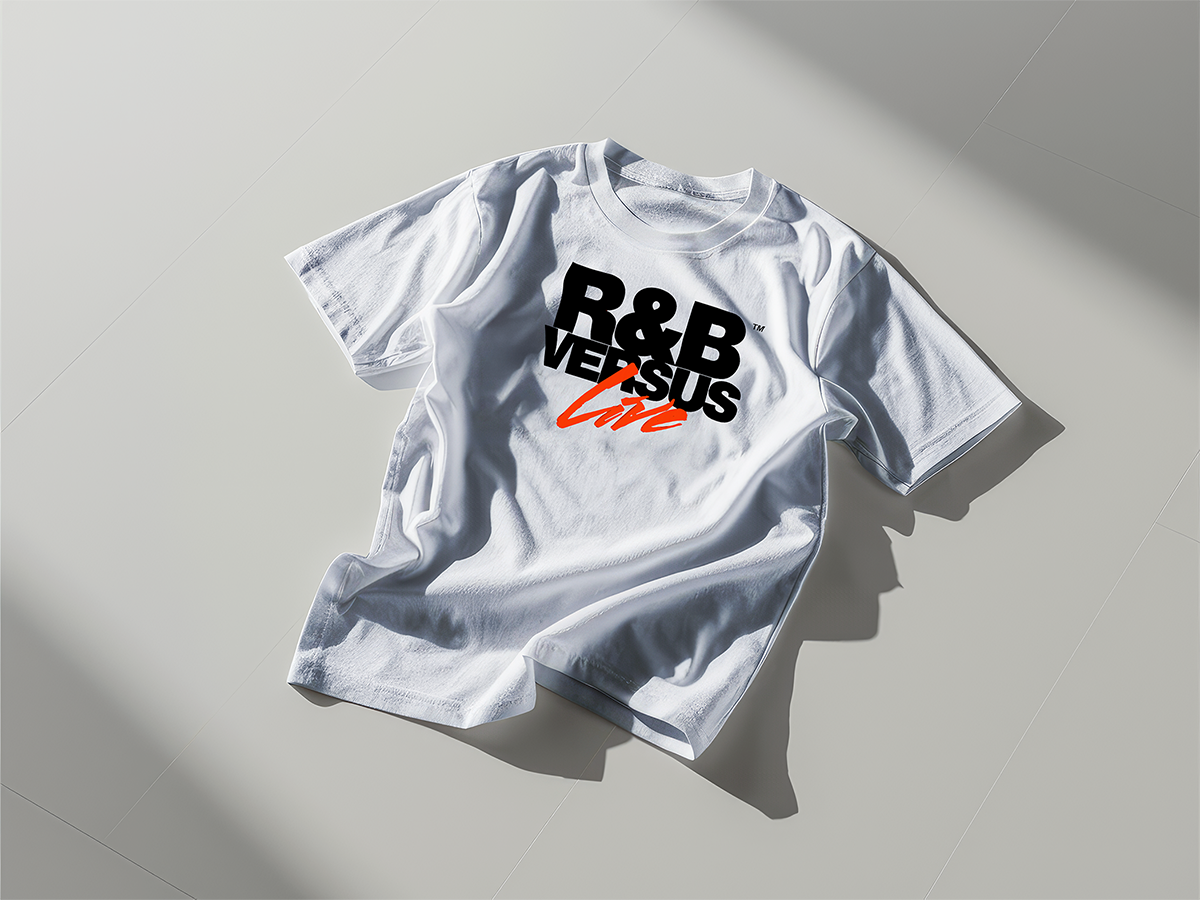 White R&B Versus Live T-shirt (Vinyl Print)